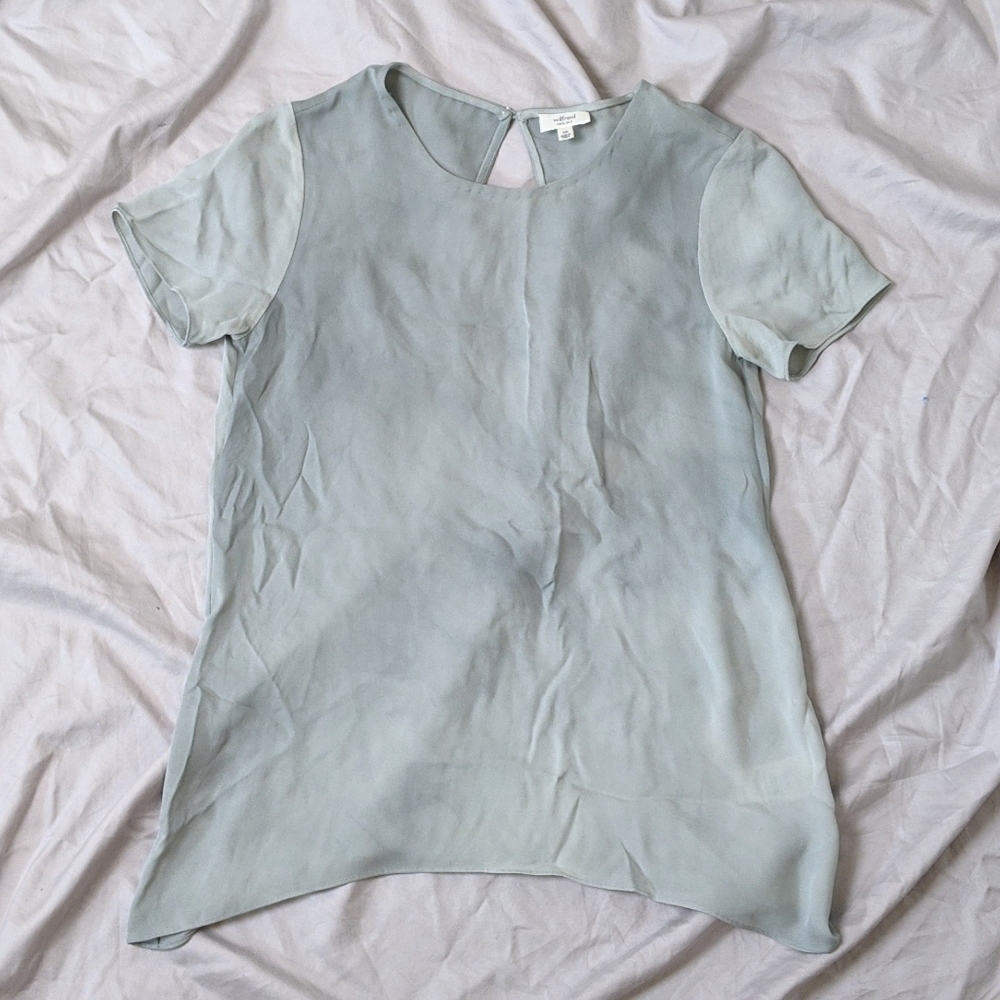 Aritzia 100% Silk Green Cloudy Jade T-Shirt